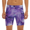Purple Lily Flower Print Men's Long Boxer Briefs