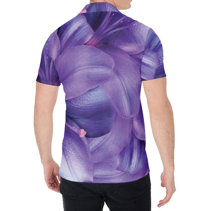 Purple Lily Flower Print Men's Shirt