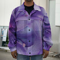 Purple Lily Flower Print Men's Shirt Jacket
