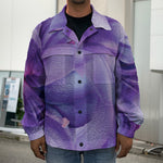 Purple Lily Flower Print Men's Shirt Jacket