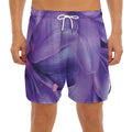 Purple Lily Flower Print Men's Split Running Shorts