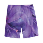 Purple Lily Flower Print Men's Sports Shorts