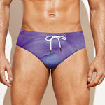 Purple Lily Flower Print Men's Swim Briefs