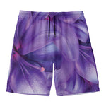 Purple Lily Flower Print Men's Swim Trunks