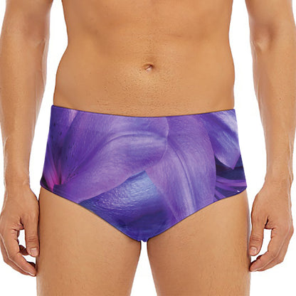 Purple Lily Flower Print Men's Triangle Swim Briefs