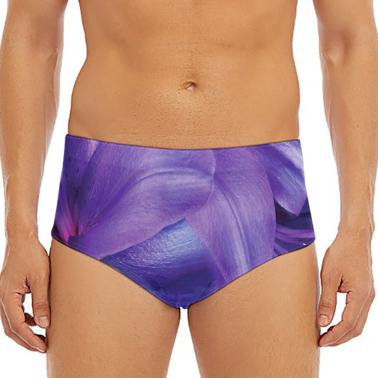 Purple Lily Flower Print Men's Triangle Swim Briefs