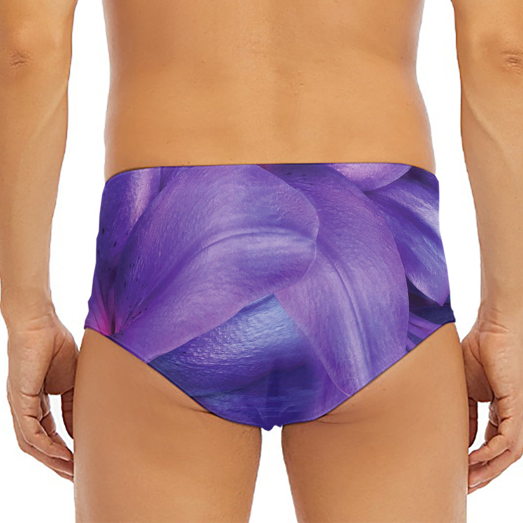 Purple Lily Flower Print Men's Triangle Swim Briefs