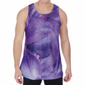 Purple Lily Flower Print Men's Velvet Tank Top