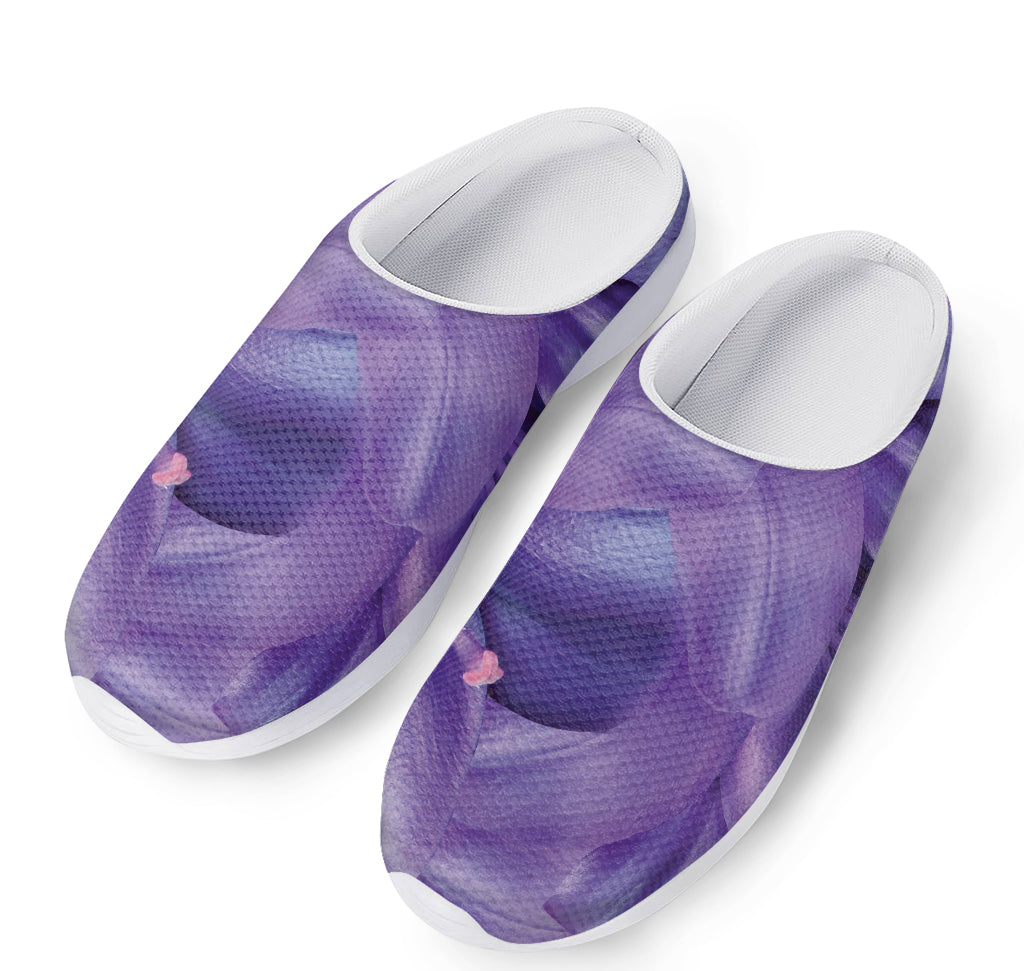 Purple Lily Flower Print Mesh Casual Shoes