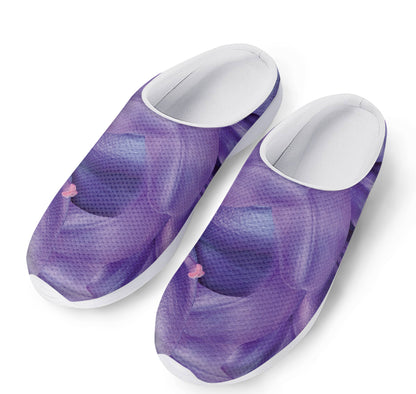 Purple Lily Flower Print Mesh Casual Shoes