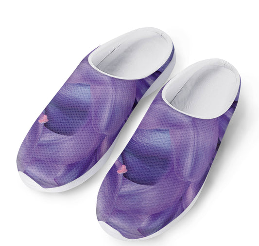 Purple Lily Flower Print Mesh Casual Shoes