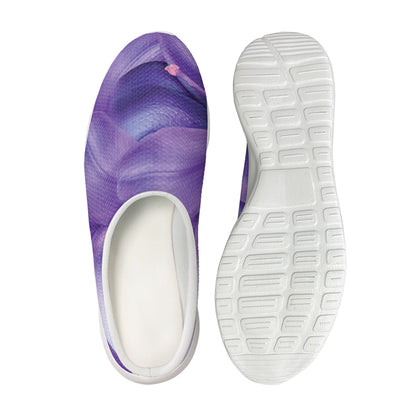 Purple Lily Flower Print Mesh Casual Shoes