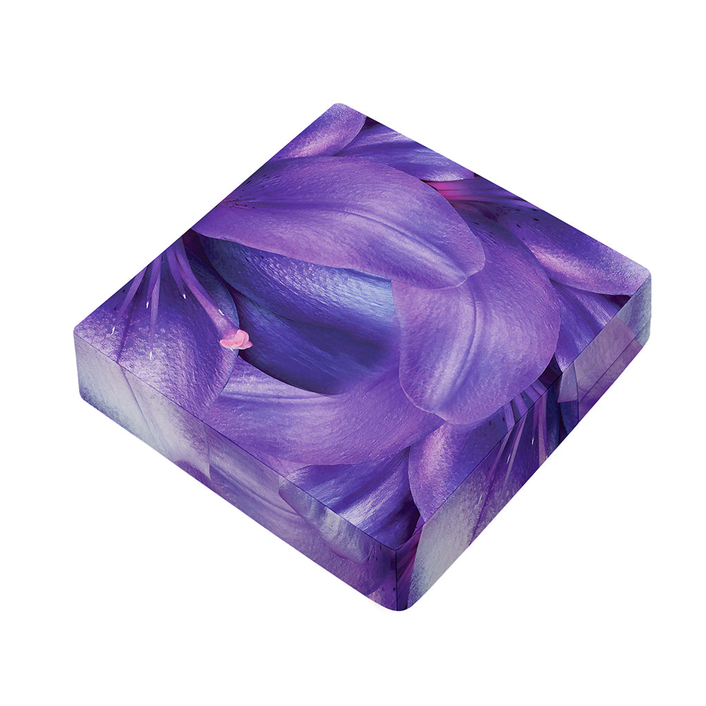 Purple Lily Flower Print Outdoor Seat Cushion Cover