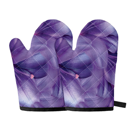 Purple Lily Flower Print Oven Mitts