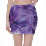 Purple Lily Flower Print Pencil Mini Skirt