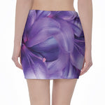 Purple Lily Flower Print Pencil Mini Skirt