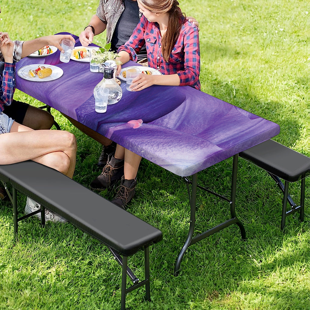 Purple Lily Flower Print Picnic Table Cover