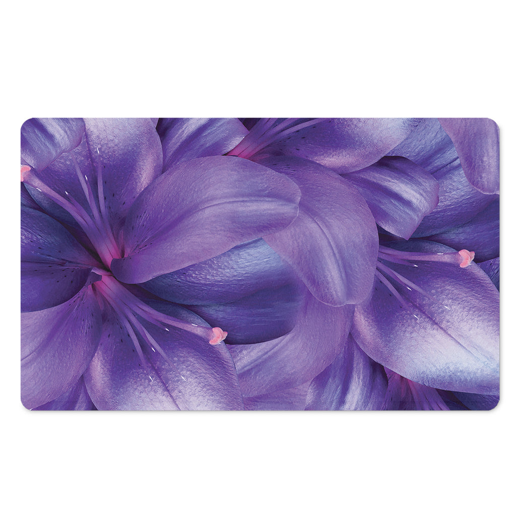 Purple Lily Flower Print Polyester Doormat