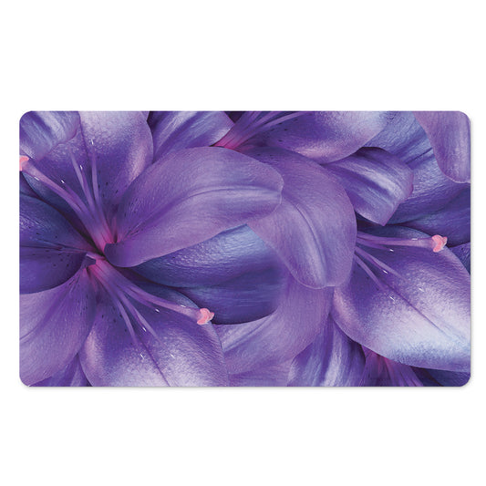 Purple Lily Flower Print Polyester Doormat