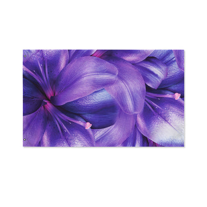 Purple Lily Flower Print Polyester Flag