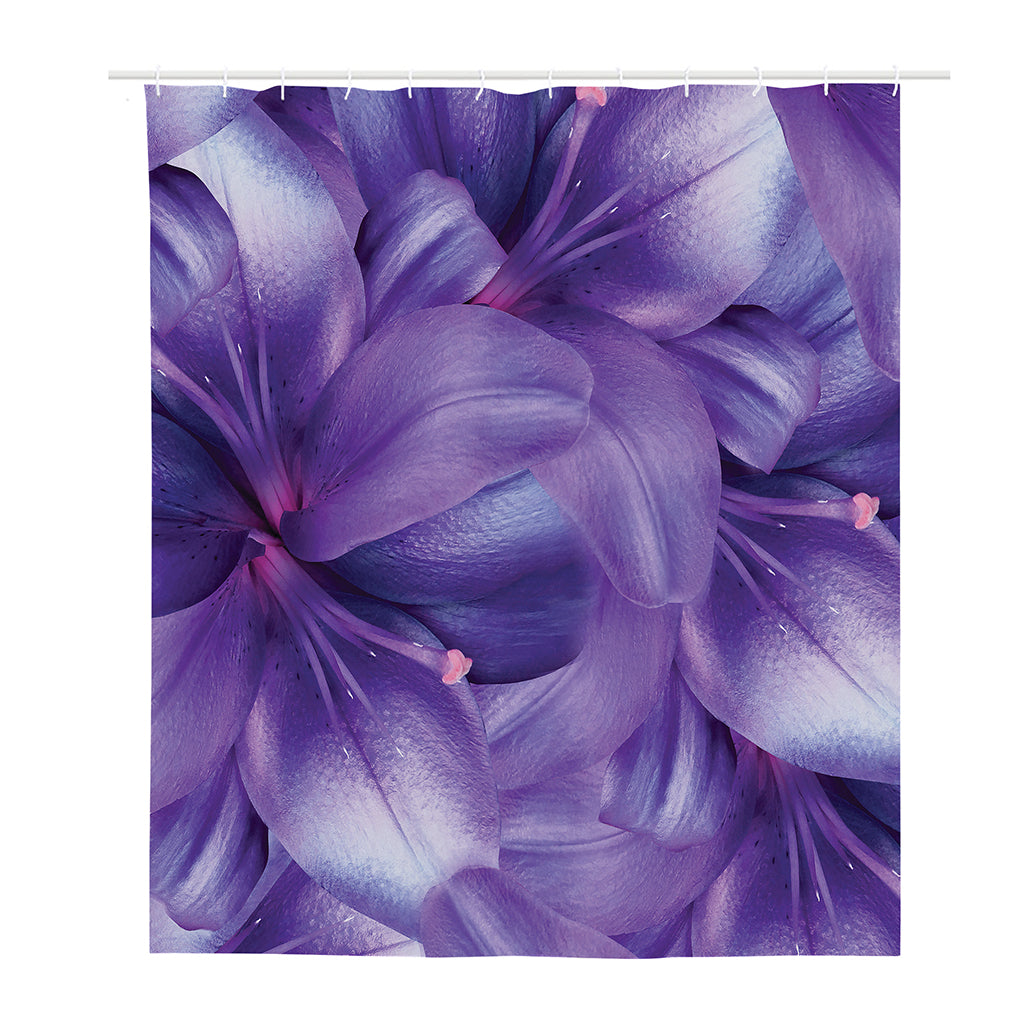 Purple Lily Flower Print Polyester Shower Curtain