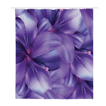 Purple Lily Flower Print Polyester Shower Curtain