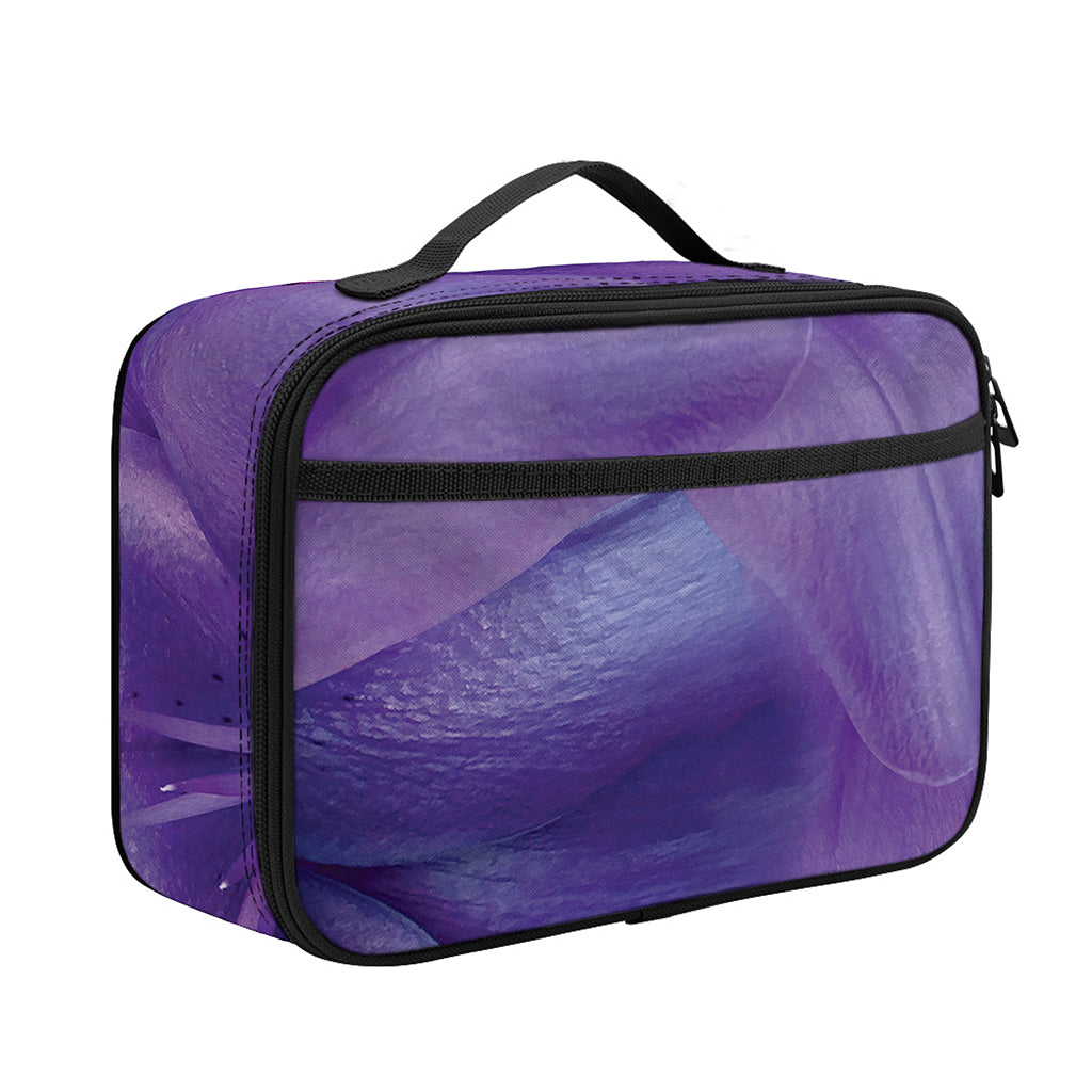 Purple Lily Flower Print Portable Lunch Bag