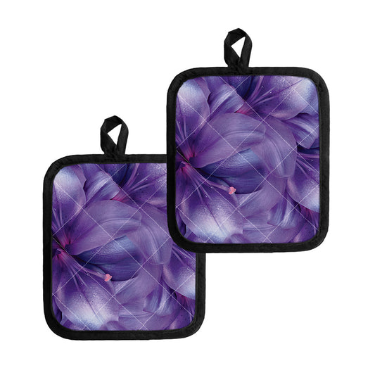 Purple Lily Flower Print Pot Holders