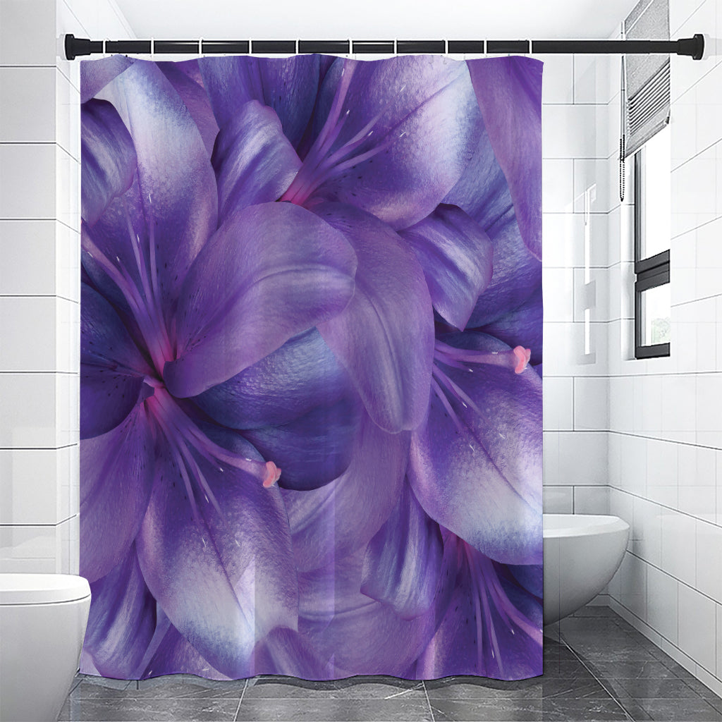 Purple Lily Flower Print Premium Shower Curtain