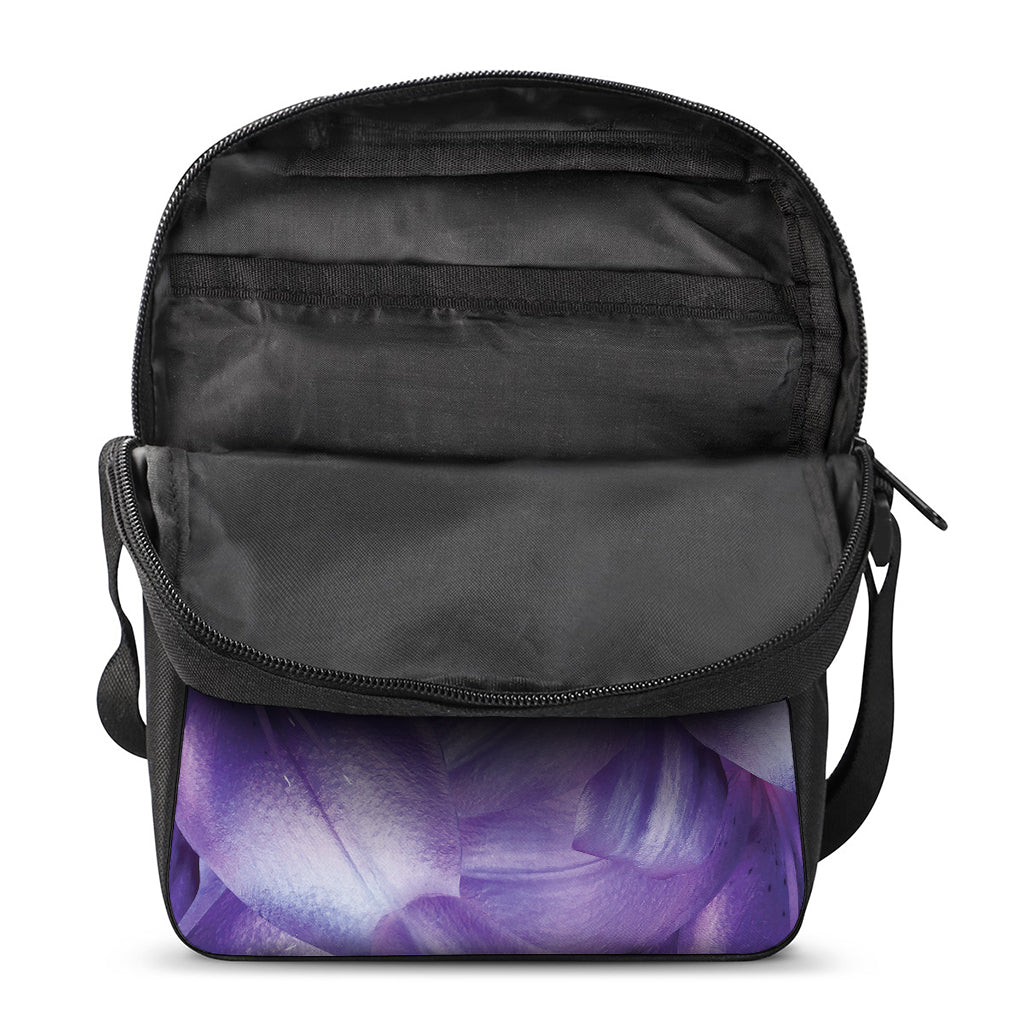 Purple Lily Flower Print Rectangular Crossbody Bag