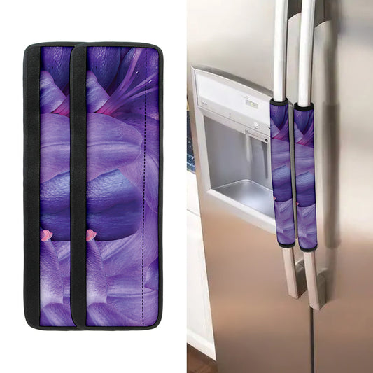 Purple Lily Flower Print Refrigerator Handle Covers