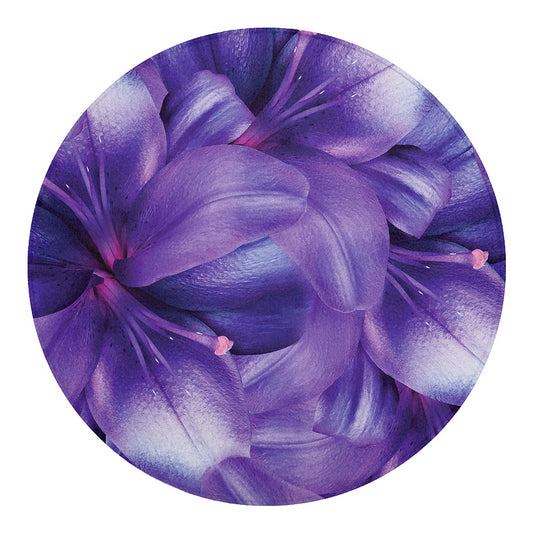 Purple Lily Flower Print Round Blanket