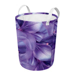 Purple Lily Flower Print Round Laundry Basket