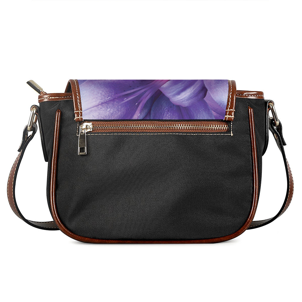 Purple Lily Flower Print Saddle Bag