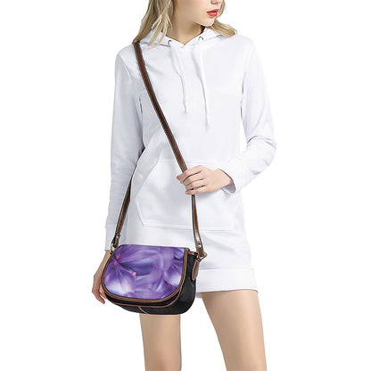 Purple Lily Flower Print Saddle Bag