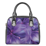 Purple Lily Flower Print Shoulder Handbag