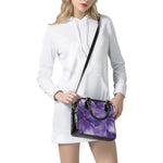 Purple Lily Flower Print Shoulder Handbag