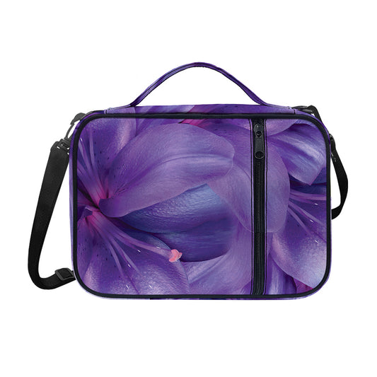 Purple Lily Flower Print Shoulder Strap Bible Bag