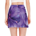 Purple Lily Flower Print Side Slit Mini Skirt