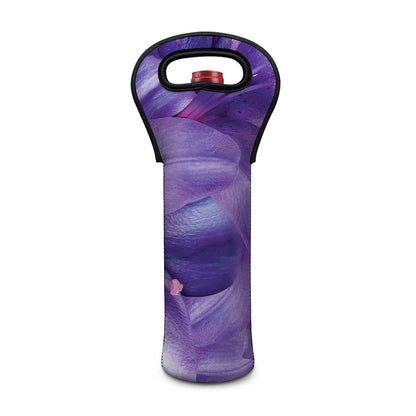Purple Lily Flower Print Single Neoprene Wine Tote