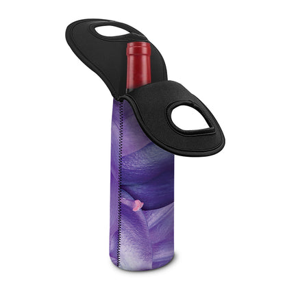 Purple Lily Flower Print Single Neoprene Wine Tote