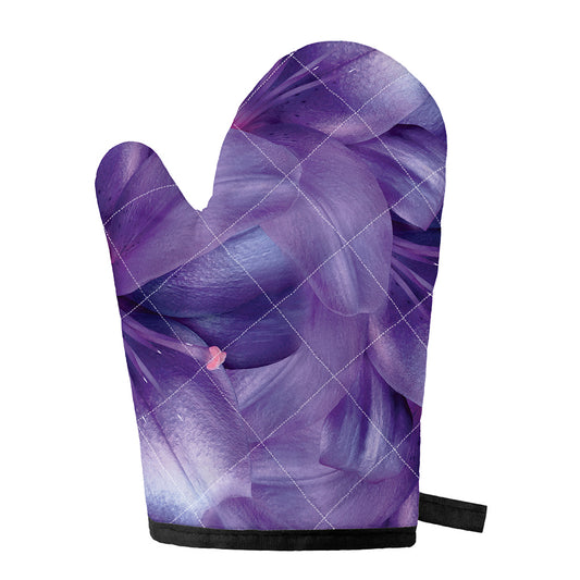 Purple Lily Flower Print Single Oven Mitt