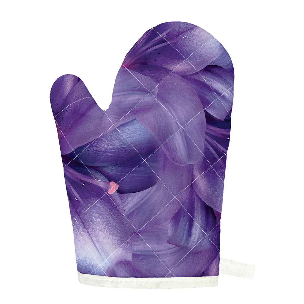 Purple Lily Flower Print Single Oven Mitt