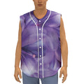 Purple Lily Flower Print Sleeveless Baseball Jersey