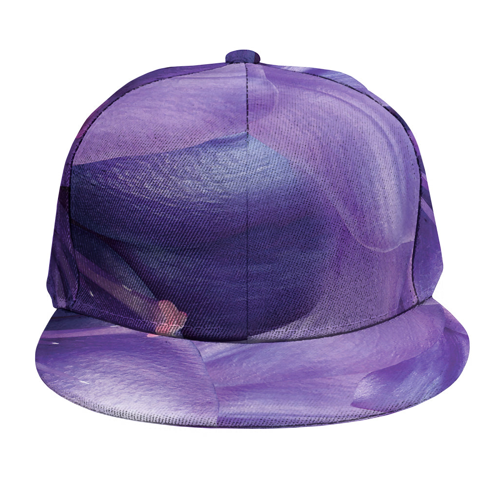 Purple Lily Flower Print Snapback Cap
