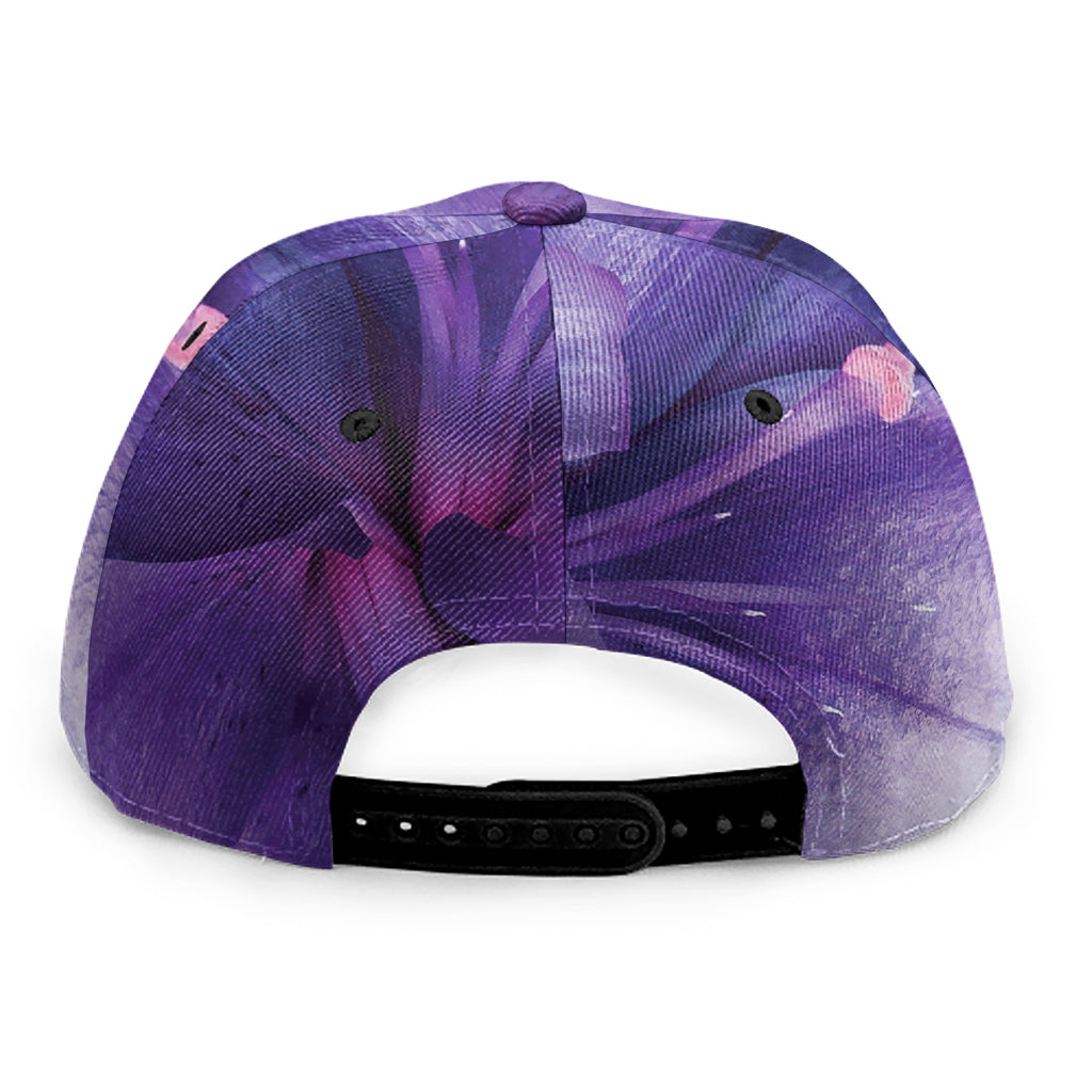 Purple Lily Flower Print Snapback Cap