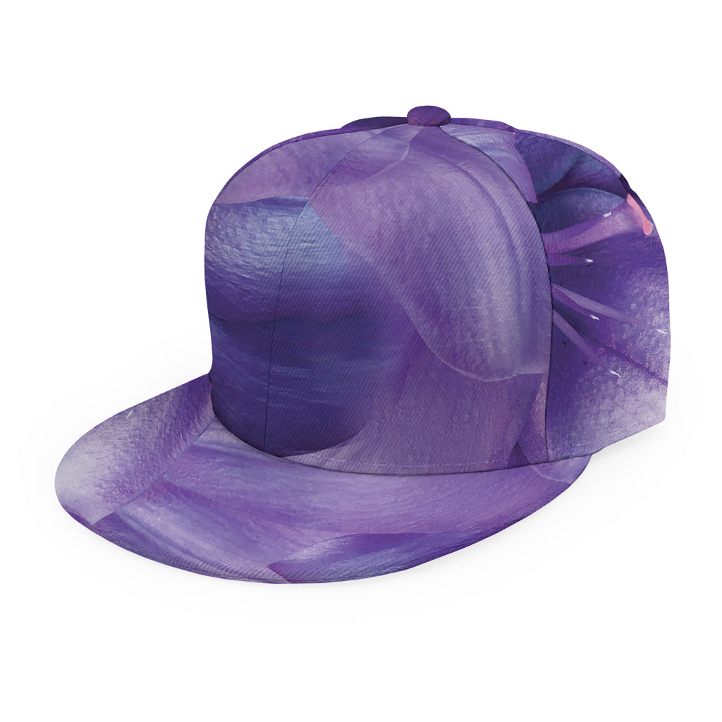 Purple Lily Flower Print Snapback Cap