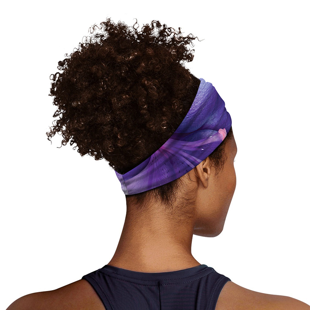 Purple Lily Flower Print Sports Headband