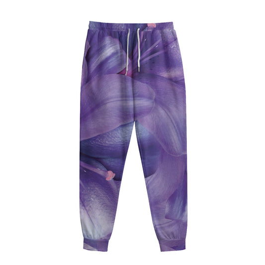 Purple Lily Flower Print Sweatpants