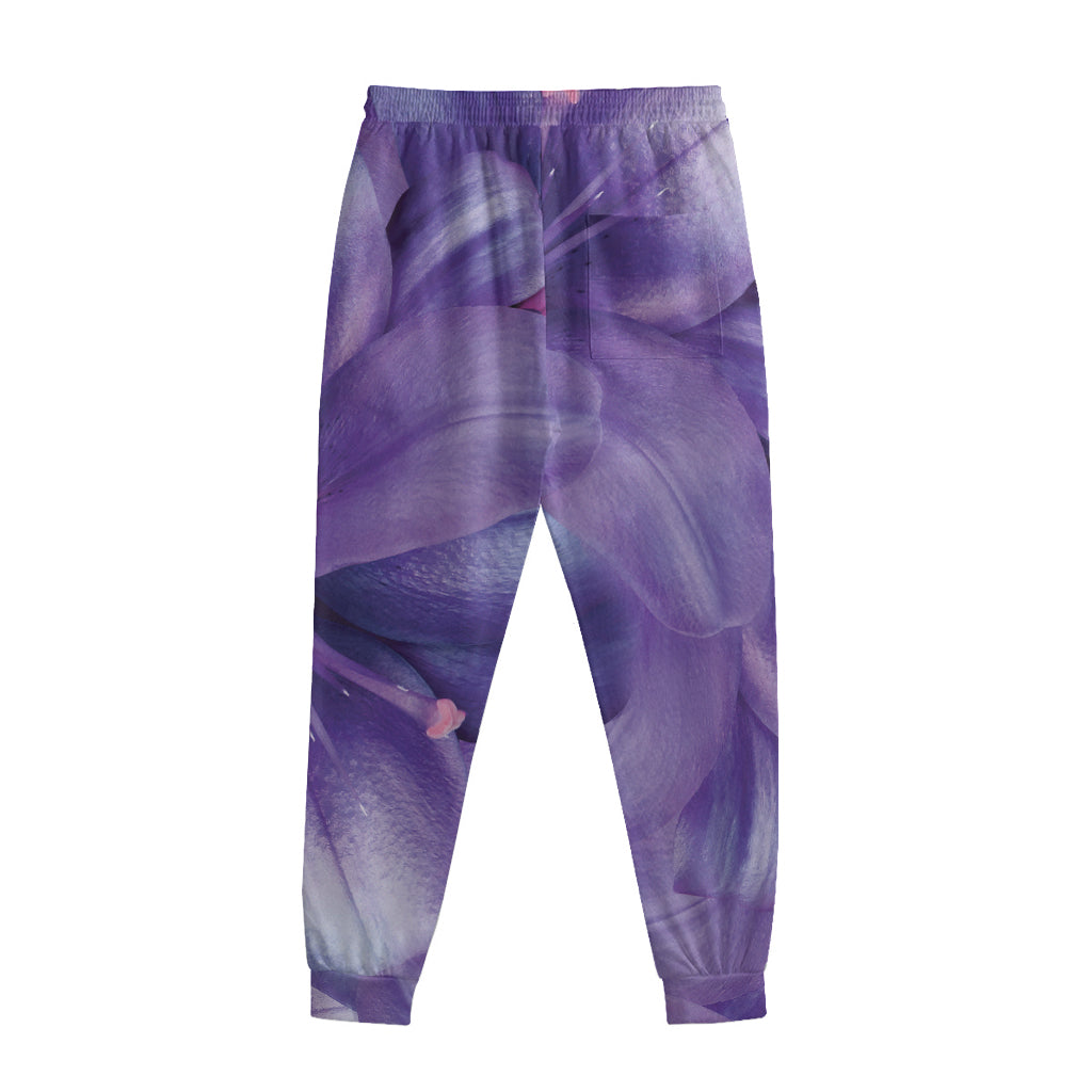 Purple Lily Flower Print Sweatpants